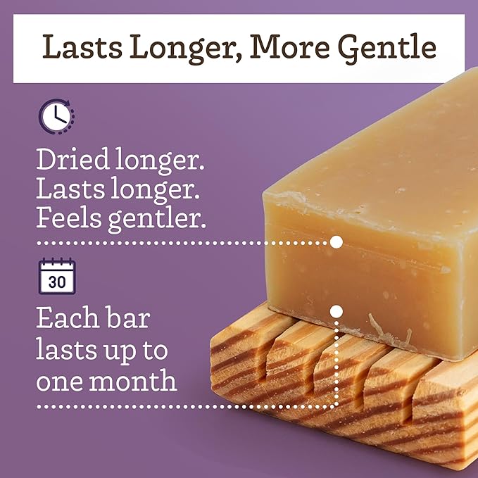 Southern Natural Goat Milk Soap Bar (Lavender Vanilla 3 Pack) For Dry Sensitive Skin. Natural, Handmade Soap For Men, Women, Kids & Baby. Use On Face & Body