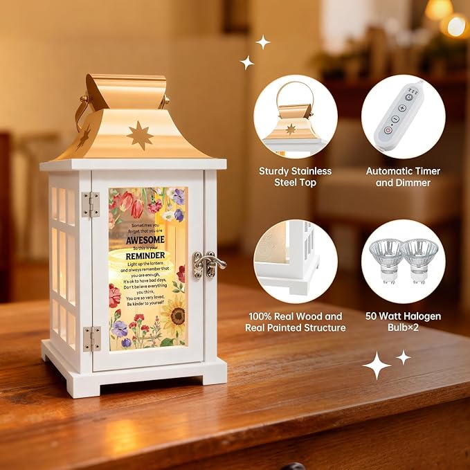 Inspirational Gift Ideas - Thank You Gifts for Women Men Friends - Appreciation Gifts for Coworker - Motivational Quote Candle Warmer Lamp Lantern with Timer