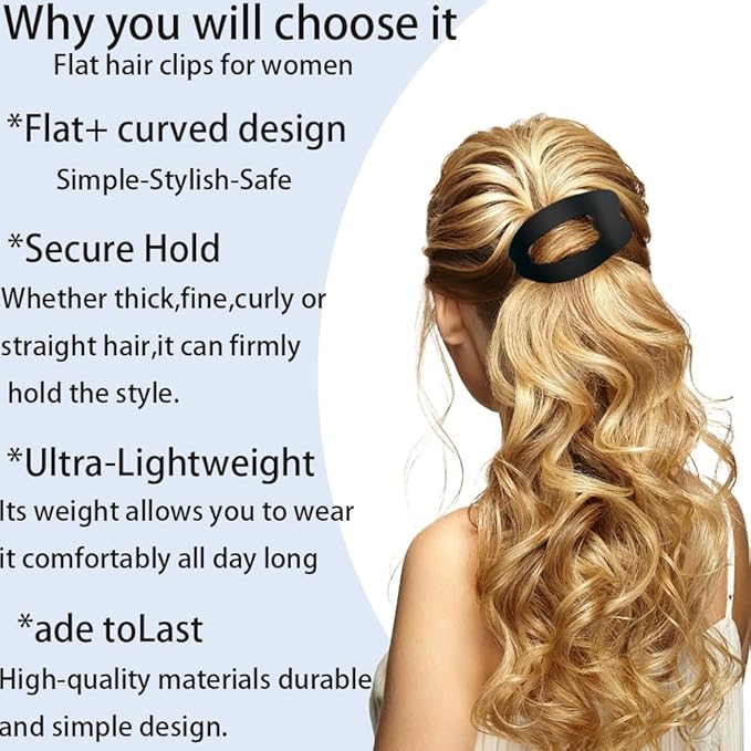 Flat Hair Clips,4PCS French Flat Hair Claw Clips for Women Large Matte No-Slip Hair Clip Duckbill Hair Clips for Thick and Thin Hair Strong Styling Hold Accessory (Leopard print color)