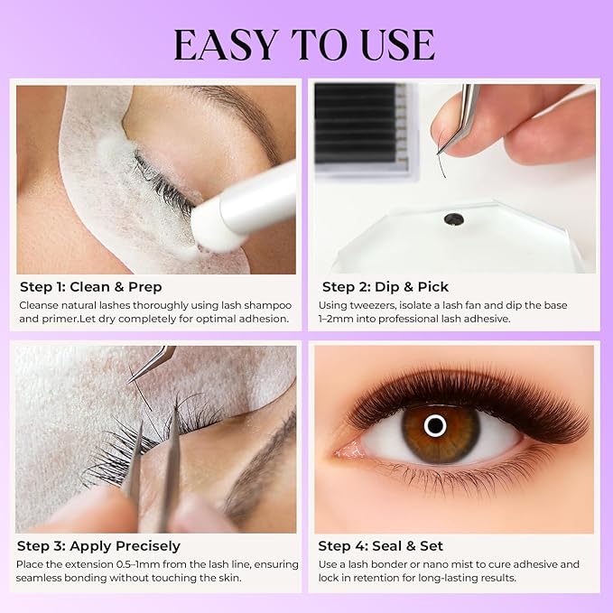 Eyelash Extensions, Mink Lash, Volume & Classic Lashes for Professionals, J/B/C/CC/D/L/M Curl, 4-15mm Length, Soft Korean PBT Fiber, 16 Rows Lash Tray (Dark chocolate-CC-0.05-8-15mm)
