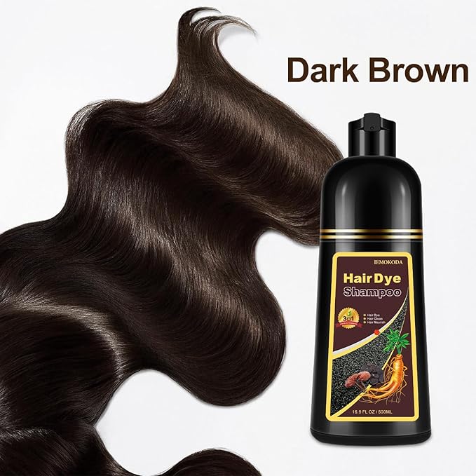 Hair Dye, Hair Dye Shampoo for Women & Men, Color Shampoo Hair Dye 16.9 Fl Oz, Safe and Natural Champu Para Canas (Dark Brown)