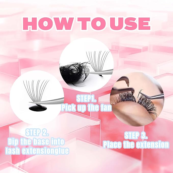 FADLASH Premade Fans Eyelash Extensions 300pcs 10D Premade Lash Fans D Curl Pre Made Fans Lash Extensions Volume Eyelash Extensions Premade Eyelash Fans Loose Fans (10D-0.07D-15-20mm)