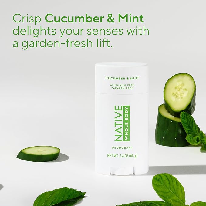 Native Whole Body Deodorant Stick Contains Naturally Derived Ingredients, Deodorant for Men and Women | 72 Hour Odor Protection, Aluminum Free with Coconut Oil and Shea Butter | Cucumber & Mint