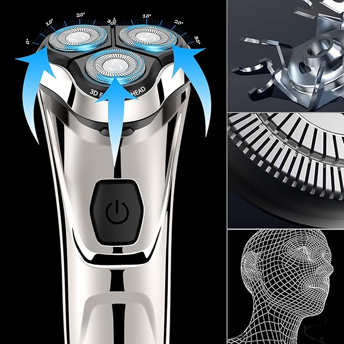 Electric Razor for Men Shaver Mens for Shaving with Pop-up Trimmer Electric Rotary Shavers for Men Wet & Dry Cordless Waterproof USB Rechargeable
