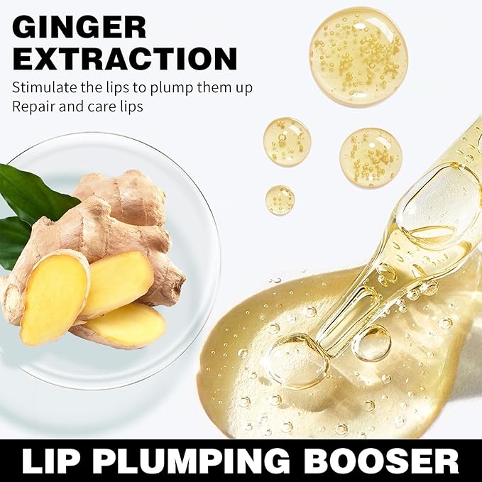 Erinde Lip Plumper Gloss, Natural Ginger Lip Plumping Booster Lip Plumping Oil, Ultra-Hydrating & Nourishing Plump Lip Plumper, Glossy Finish Fuller Lip Plumping Lip Gloss for Women Girls, G02