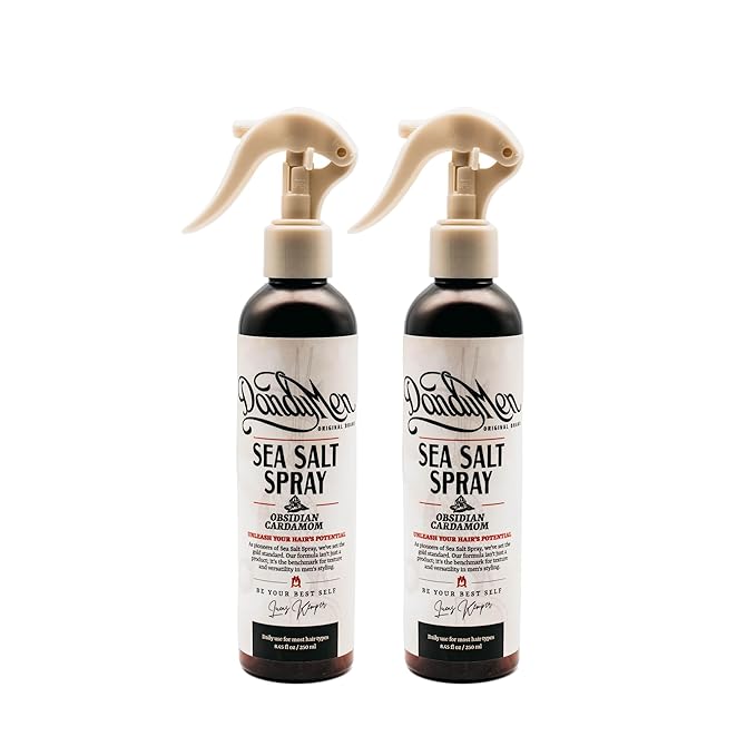 DandyMen Sea Salt Spray – Lightweight Texture, Volume, and Flexible Hold with Epsom Salt & Pro-Vitamin B5 (2-pack, Obsidian Cardamom)