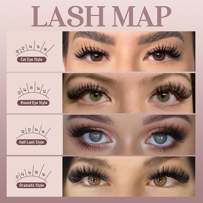 Wispy Lash Clusters 30D+40D+60D+80D- 4 Styles 10-16mm DIY Eyelash Extensions, Natural Look Lightweight, Beginner Friendly Reusable 456pcs Individual Lashes for Everyday & Party Use