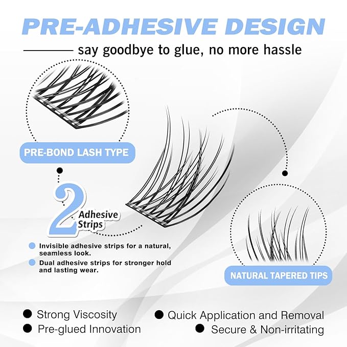 Self Adhesive Eyelashes Upgraded 156 PCS EASITENSION Clusters Kit Lash Clusters DIY Eyelashes Pre Glued No Glue Needed No Remover No residue