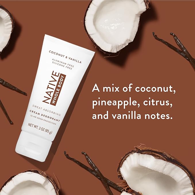 Native Whole Body Deodorant Cream Contains Naturally Derived Ingredients, Deodorant for Women & Men | 72 Hour Odor Protection, Aluminum Free with Coconut Oil and Shea Butter | Coconut & Vanilla