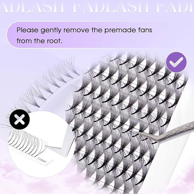 FADLASH Premade Lash Fans C Curl Premade Fans Eyelash Extensions 16D 0.07 Volume Lash Fans Premade Handmade Premade Lash Extensions Fans (16D-0.07C-12mm)