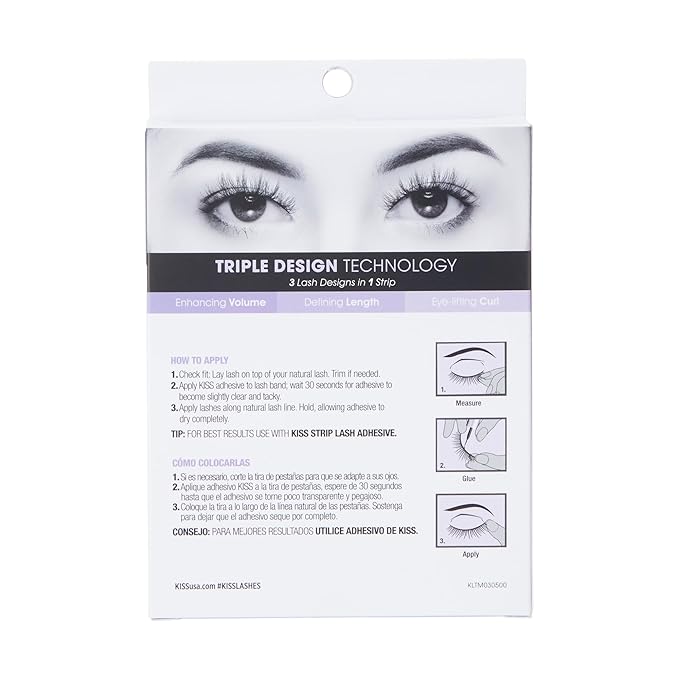 KISS Triple Push-Up, False Eyelashes, 'Babydoll', 12mm-14mm, Includes 4 pairs of false eyelashes, Easy to Apply, Reusable Lash Clusters