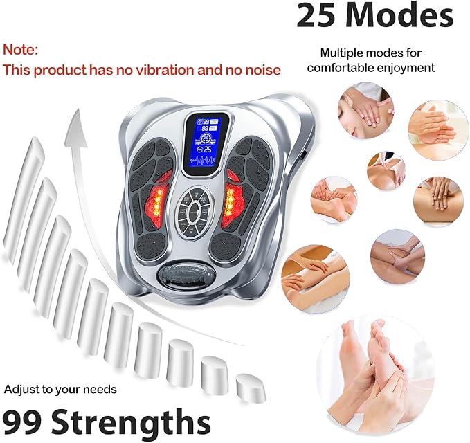 Creliver EMS Foot Massager for Neuropathy & Pain Relief, Electric Foot Circulation Stimulator for Legs & Feet, TENS Unit Muscle Stimulator for Plantar Fasciitis & Physical Therapy with 8 Pads