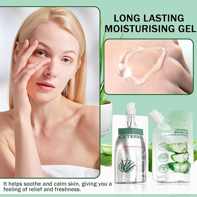 JunKuJK 2PCS Moisturizing Gel for Face & Body,Non-sticky Gel After Sun Aloe Lotion Skin Care,Fast Absorbing Long Lasting Refreshing Hydrating Face Moisturizer for All Skin Types 010