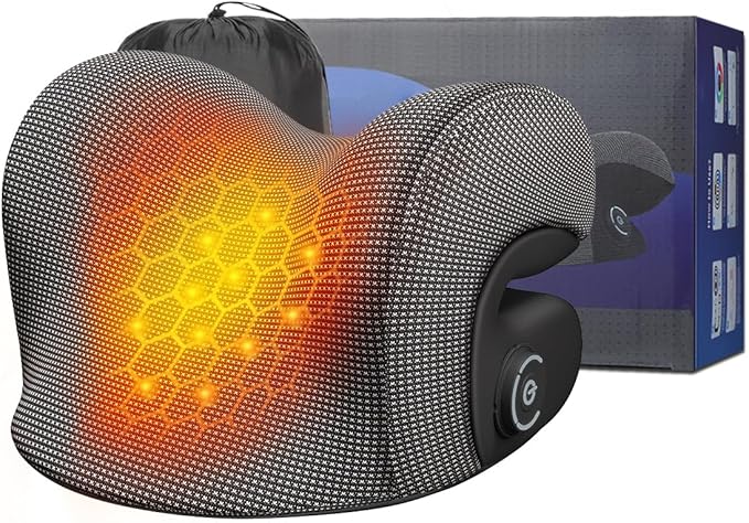 Wireless Heated Neck Stretcher for Pain Relief, Portable Cordless Neck Shoulder Cervical Traction Device with Graphene Heating Pad No Smell Magnetic Therapy Case Relaxer for TMJ Migraine Spine Alignme