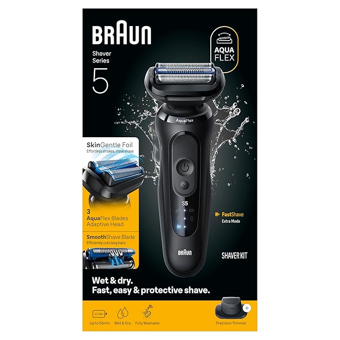 Braun Electric Razor for Men Series 5, Beard Shaver, Electric Shaver with Body Groomer and Travel Case, S5 5155cs