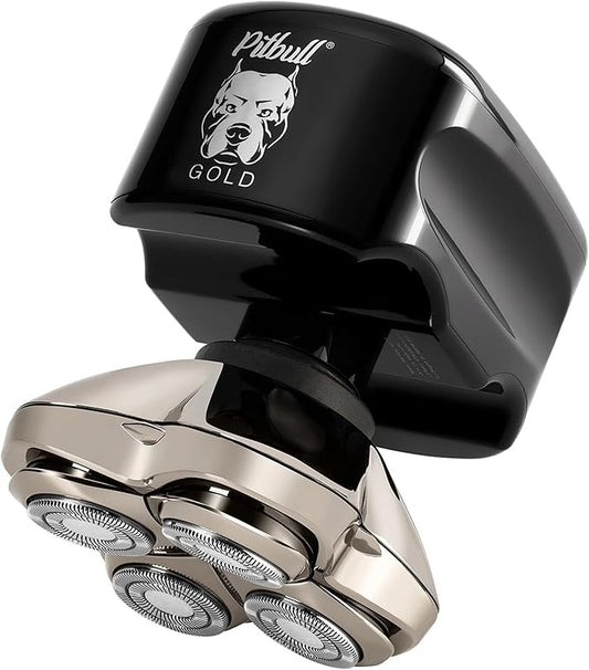 Skull Shaver Pitbull Gold PRO Head & Face Shaver - Premium Cordless Electric Shaver - for Wet & Dry Shaving - Features LED Battery Display - Comes with Travel Pouch
