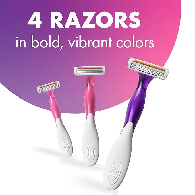 BIC Soleil 3 Scented Women's Disposable 3 Blade Razors, Moisture Strip and Lavender Scented Handles, 4-Pack