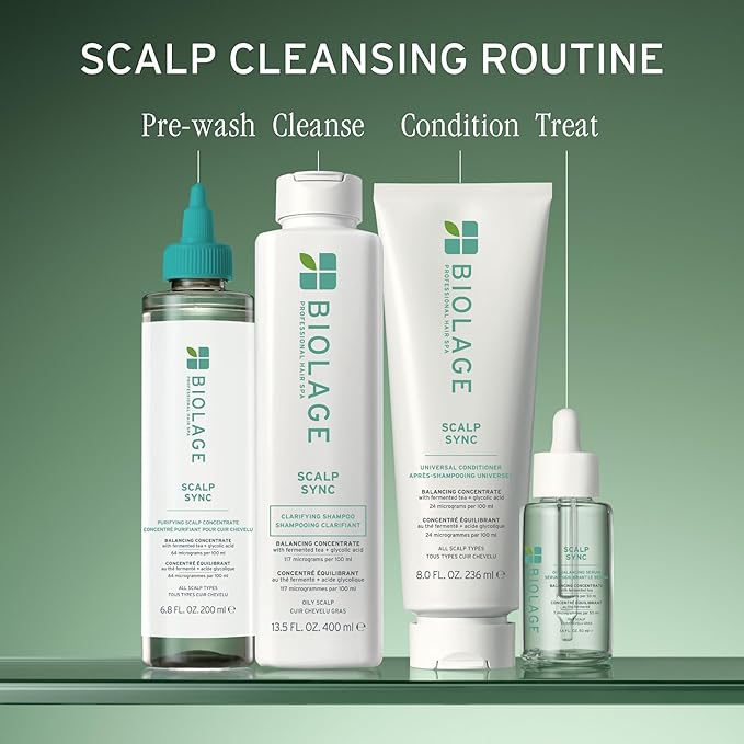 Biolage Scalp Sync Clarifying Shampoo - Residue & Buildup Remover, For Oily Scalp, Fermented Tea & Glycolic Acid, Vegan & Paraben-Free, 13.5 Fl Oz, Packaging may vary