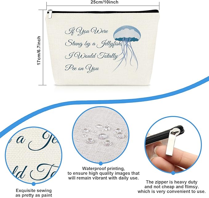 Funny Best Friends Friendship Gifts Jellyfish Lover Gifts Makeup Bag Cosmetic Bag for Women Christmas Graduation Birthday Gifts for Friend Bestie BFF Sister Gifts True Friends Gifts Travel Pouch