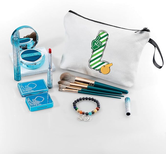 ARIOSEY Football Initial Birthday Graduation Gifts Cosmetic Travel Toiletry Bags Football Accessories Party Favors for Women Girls Daughter Niece Team Coach Friends -L