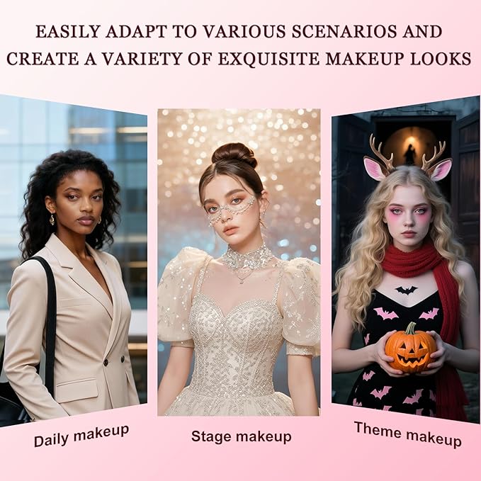 O'CHAIN 12 Colors Cream All in One Face Palette Set, Contour Blush Highlighter Makeup Palette Kit, Long Lasting, Beauty Gift for women, Ideal for Valentine's Day and Festival