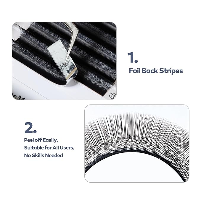 DeceMars 5D U Shaped Eyelash Extensions Easy Fan Russian Volume Crisscross Eyelashes W Lashes Natural Soft Handwoven False Eye Lashes Mesh Wispy Clusters (Matte Black-0.07mm-D, 8mm)