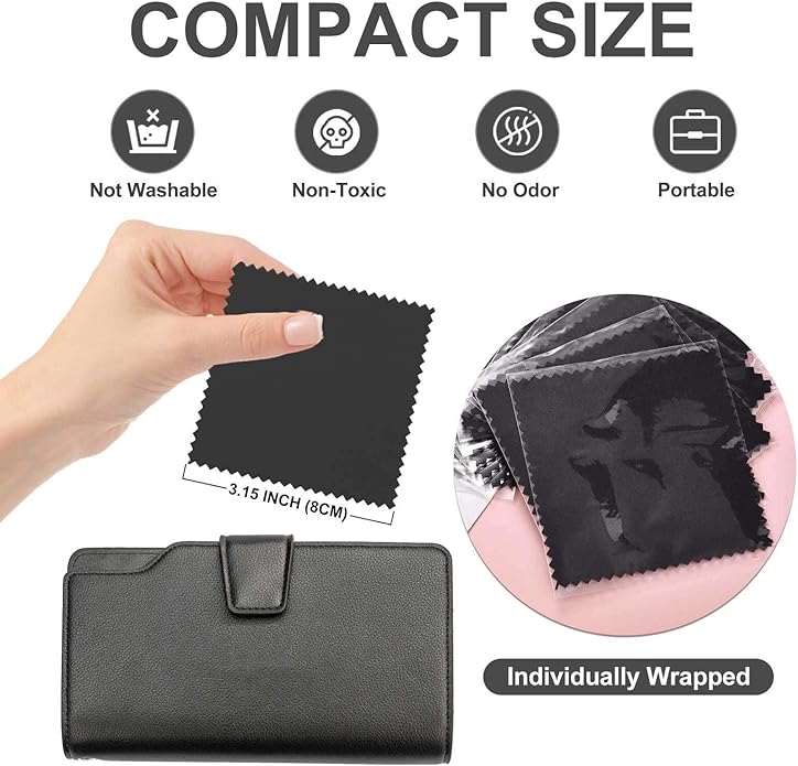 SEVENWELL 50pcs Jewelry Cleaning Cloth Pink Polishing Cloth for Sterling Silver Gold Platinum Small Polish Cloth 8x8cm