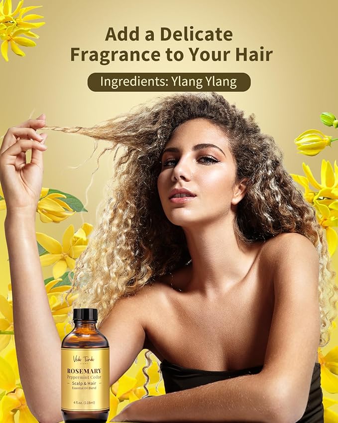 Rosemary Oil for Hair Growth, Natural Rosemary Essential Oil for Scalp Nourishing & Hair Strengthening, 4 Ounce
