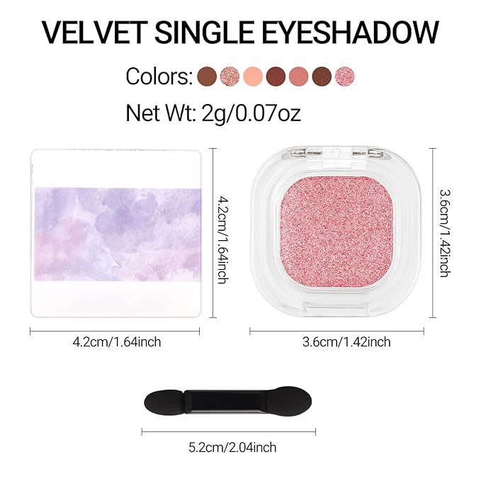 Erinde Rose Pink Single Eyeshadow Palette, Shimmer Cream Eye Shadow for Women, Blendable Long-Lasting Waterproof Eye Makeup Palette, High Pigment Powder Sombra De Ojos, 08 Icy Rose Glow