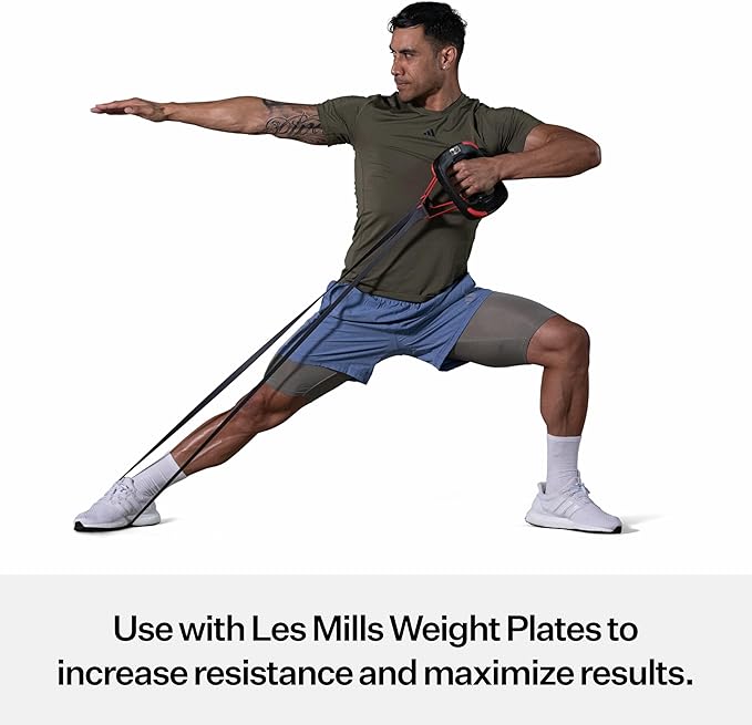 Les Mills™ SMARTBAND™ Workout Resistance Band with Handles, Home Gym Workout Equipment, Elastic Stretch