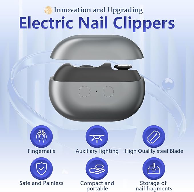 Electric Nail Clippers Seniors，3 in 1 Easy Clip Electric Nail Clippers，2 Speeds, Magnetic Cover, USB Charging,Polisher with LED Light, & Nail Scraps Storagefor Seniors, Adults, Kids