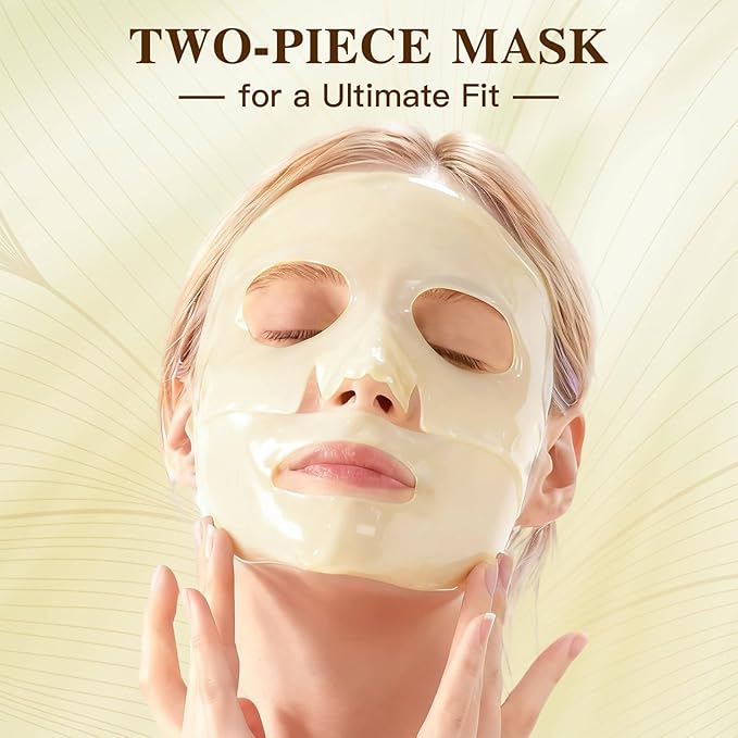 ICIKOL Radiance Turmeric Collagen Face Mask, 5 Pack - Overnight Calming Ance Mask with Kojic Acid for Roughed Skin & Dullness, Oil Control & Pore Refining Facial Sheet Mask