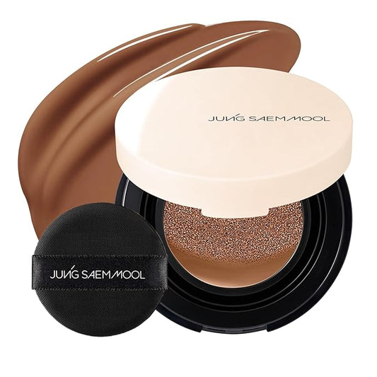 JUNG SAEM MOOL Essential Skin Nuder Cushion | Natural Finish, Buildable Coverage Cushion Foundation by Korean Makeup Artist (Mini, 0.17 Fl Oz), 38C Maroon