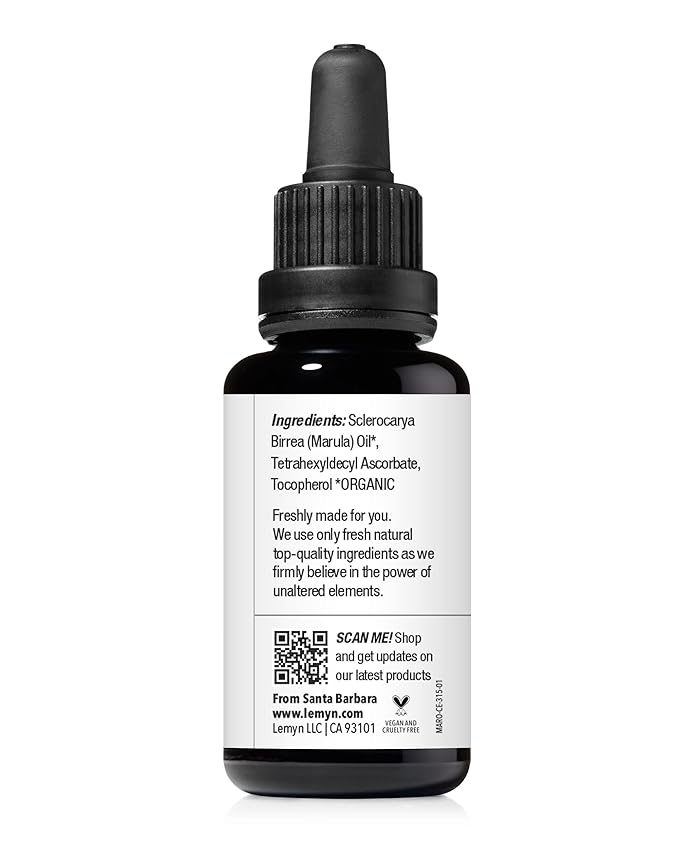 Lemyn Organics Virgin Marula Face Oil | Supercharged with Vitamin C & E | Freshly Made | Intense Hydration & Radiance Boost | Anti-Aging Skin Care and Face Moisturizer | Organic – Vegan – Cruelty-Free
