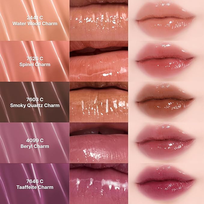 ENTROPY Makeup 2-in-1 Charm Shiny Glowy Lip & Cheek Gloss Tint Keychain, High Pigment Glossy Lip Color & Plumping Gloss, C3 Ruby Charm
