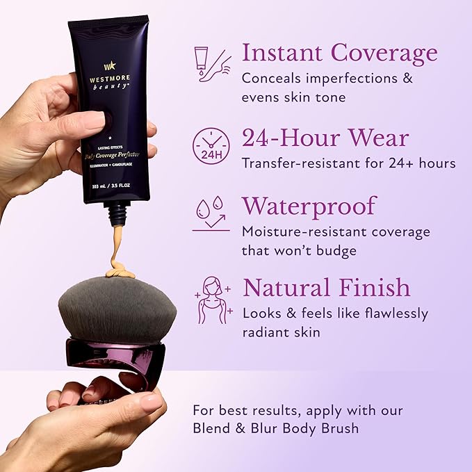 Westmore Beauty Body Coverage Perfector – Waterproof Leg & Body Makeup/Bronzer For Women - Best Tattoo Cover Up Makeup & Tattoo Concealer - 7 Oz Golden Radiance
