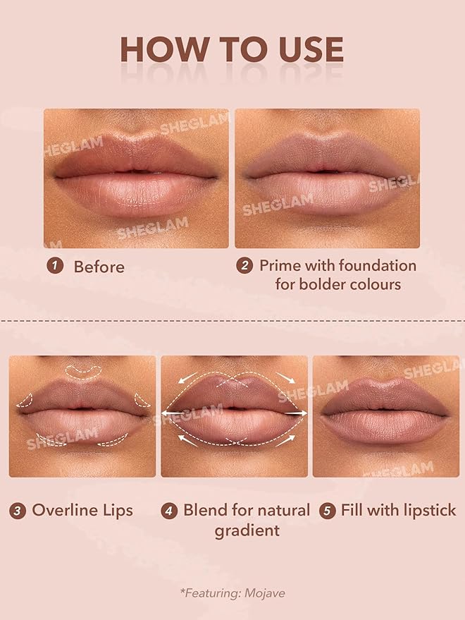 SHEGLAM Lip Liner Creamy Matte Pencil High Pigment Not Easy to Fade Silky Smooth Matte Contour Tint Lip Makeup-Purple Smoke