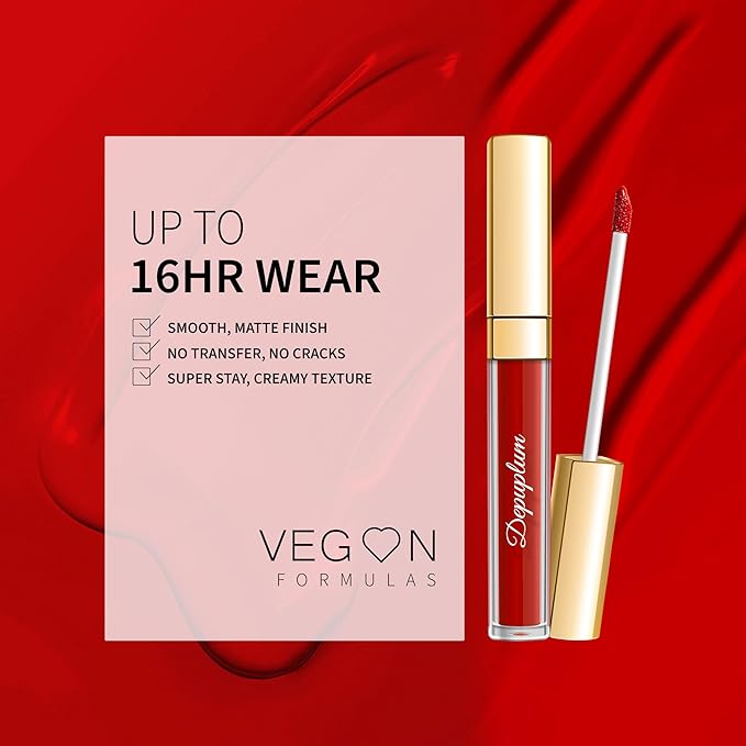 Depuplum Red Lipstick Matte for Women Superstay Long Lasting Lipstick Smudgeproof Liquid Lipsticks Cruelty Free Lip Makeup (DM29 Flamingo)