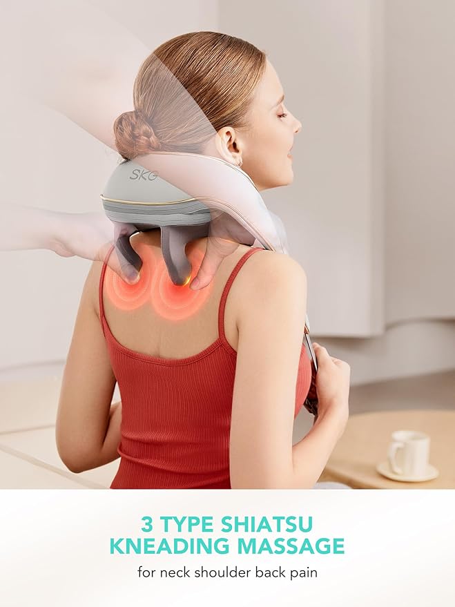 SKG Neck Massager with Heat for Pain Relief, Deep Tissue 6D Kneading, Cordless Neck and Shoulder Massager Valentine Pick for Men and Women, Family and Friends
