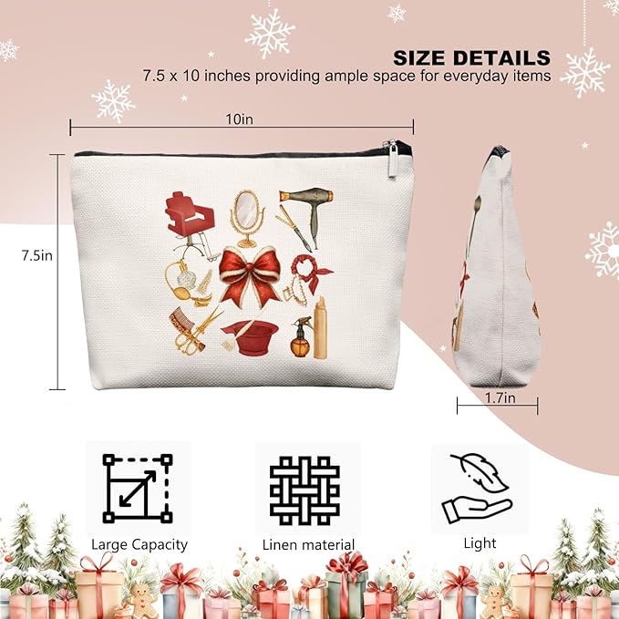 EKGJW Chrisamas Hairstylist Gifts Women Makeup Bag Make Up Bag, Cosmetic Bags for Hairstylists, Hairdresser Gifts for Cosmetology Student Teen Girls(Red)