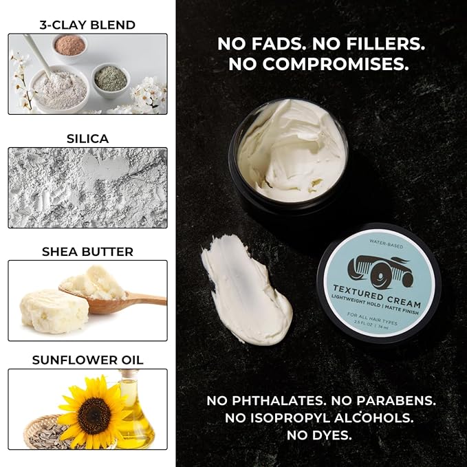 Brightside Textured Cream | Lightweight Hold Matte Finish | Water Based Clay Blend | for All Hair Types | Styling Product