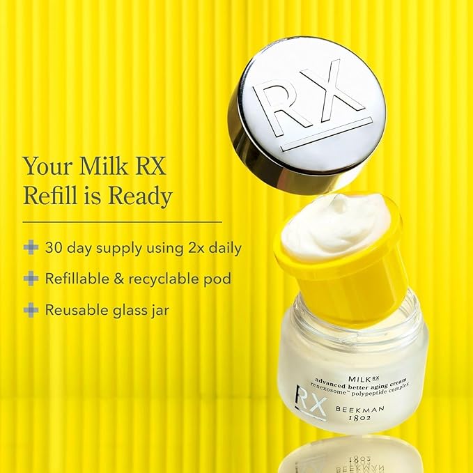 Beekman 1802 Milk RX Advanced Better Aging Face Cream Refill Pod, Goat Milk Protein Exosomes & Polypeptide Moisturizer for Firming & Smoothing, Fragrance Free, 1.69 Fl Oz Refill