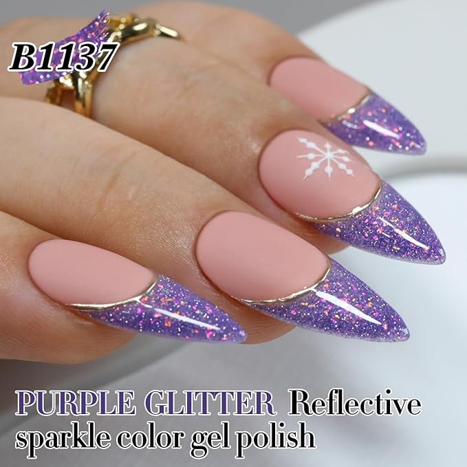 Double Rhythm 15ML Glitter Gel Polish Shimmer Reflective Holographic Color Magnetic for Nail Art Salon DIY at Home (B1137)