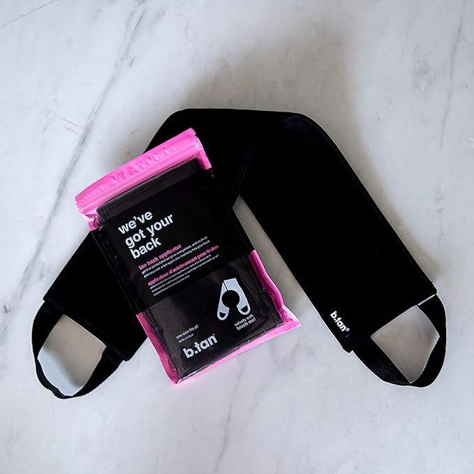 b.tan Back Self Tanning Applicator | We've Got Your Back - Sunless Tanner Back Mitt with Handles, Streak-Free, Even Application, Velvety Soft, Reusable & Washable Sunless Tan