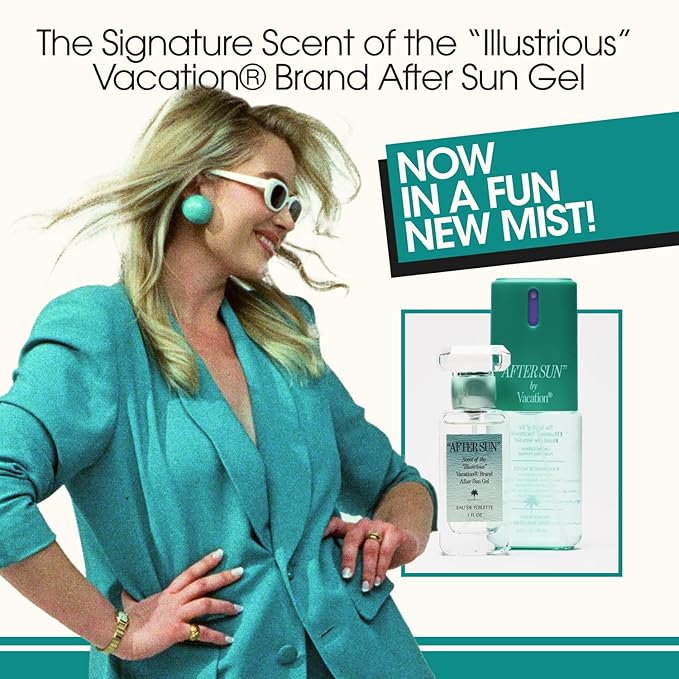 VACATION AFTER SUN Body Mist, Perfumed Body Spray for Women & Men, Aloe Vera, Iced Cucumber Water & Green Tea Verjus Scent, Layer with Eau de Toilette, Summer Fragrance, Travel Size 3 fl oz