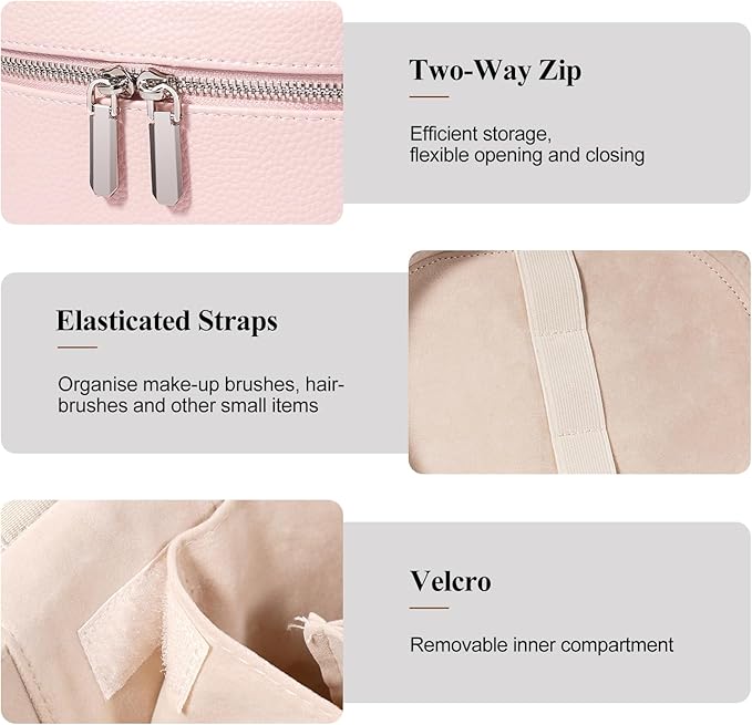 honitty Makeup Bag, Travel Make up Case with Compartments and Handle, Portable Cosmetic Organizer Bags,Toiletry Bag for Women