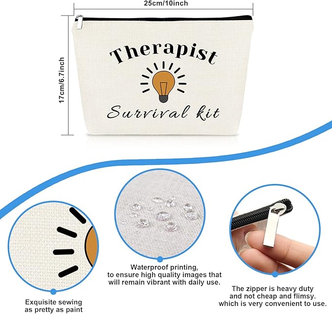 Therapist Gifts Makeup Bag Psychology Therapist Appreciation Gifts Travel Cosmetic Bag Zipper Pouch Birthday Retirement Present for Psychology Psychologist School Counselor Women Graduation Present