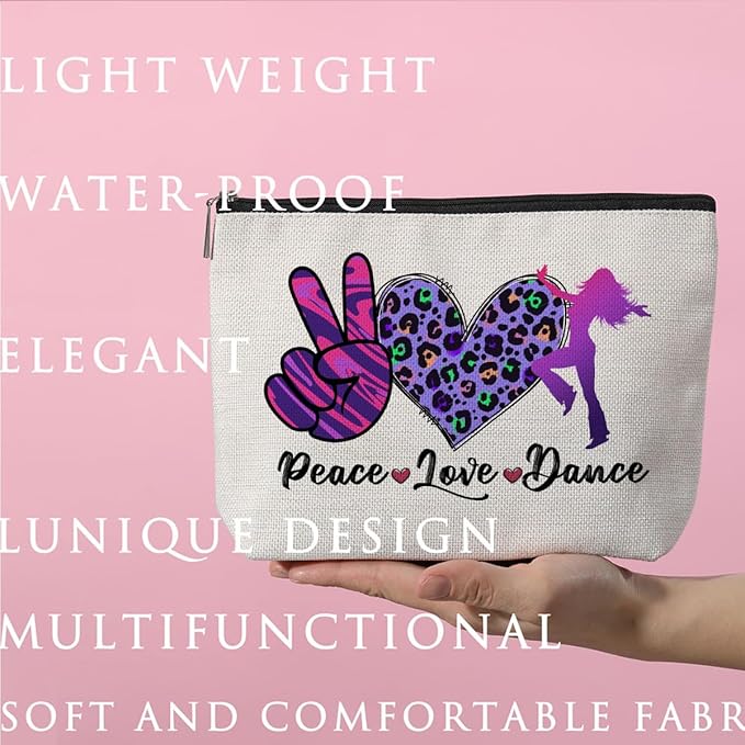 Dance Bag Dance Gifts Dance Stuff Makeup Bag Graduation Mothers Day Birthday Dance Teacher Gift Recital Gift for Women Dance Lover Coach Teacher Dancer Best Friends Daughter Sister Cosmetic Bag