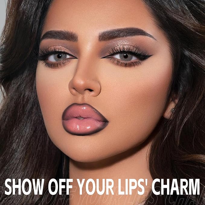 2-in-1 Matte Lip Liner Pencil and Lip Gloss Set, Double-ended Plumping Lip Oil Set for Women, 12H Long-Lasting & Waterproof Lipstick 2Pcs