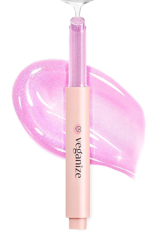 SELF BEAUTY Veganize Collagen Lip Glass Balm - Hydrating Lip w/Hyaluronic Acid - Vegan Korean Lip Balm Moisturizing Lip Care – Lip Gloss Repair for Dry Cracked Lips 0.06 oz (#11 Aurora Glitz)